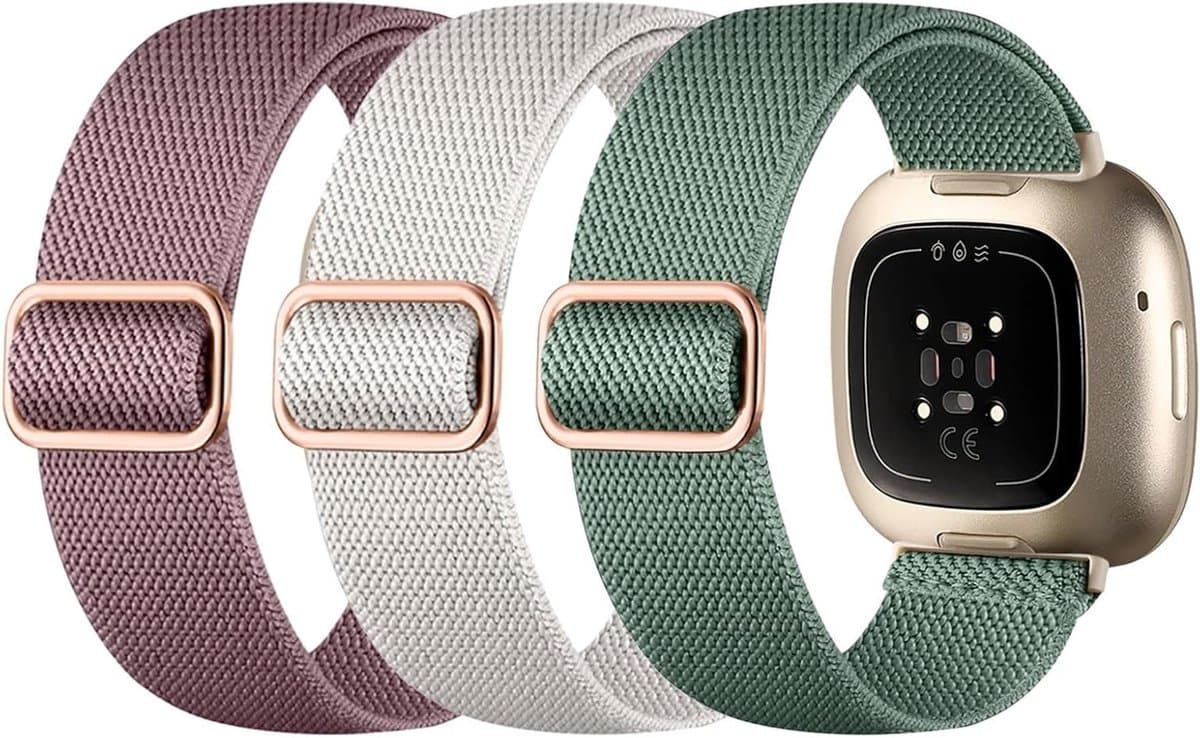 Verstelbare Sport Watch Band van Gevlochten Nylon voor Fitbit Versa 3 en 4, Ideaal voor Fitness en Dagelijks Gebruik, Comfortabele en Duurzame Armband