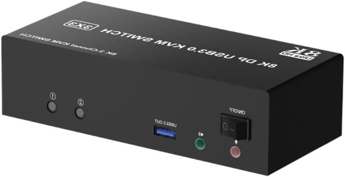 KVM Switch - Monitor Switch - Multi Monitor Gebruik - 8K @60Hz - 3 Monitor - Zwart