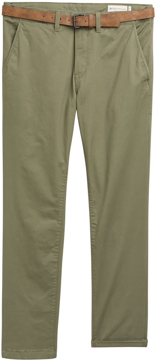 Tom Tailor Denim - Slim-fit chino met riem - Maat 33/30 - tree moss green