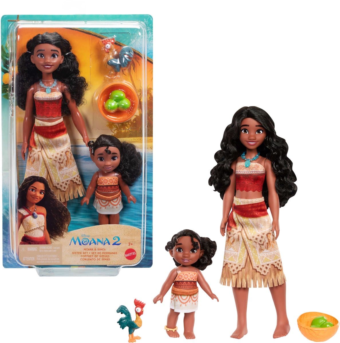 Mattel Moana 2 poppen set - speelgoed met accessoires en filmfiguren.