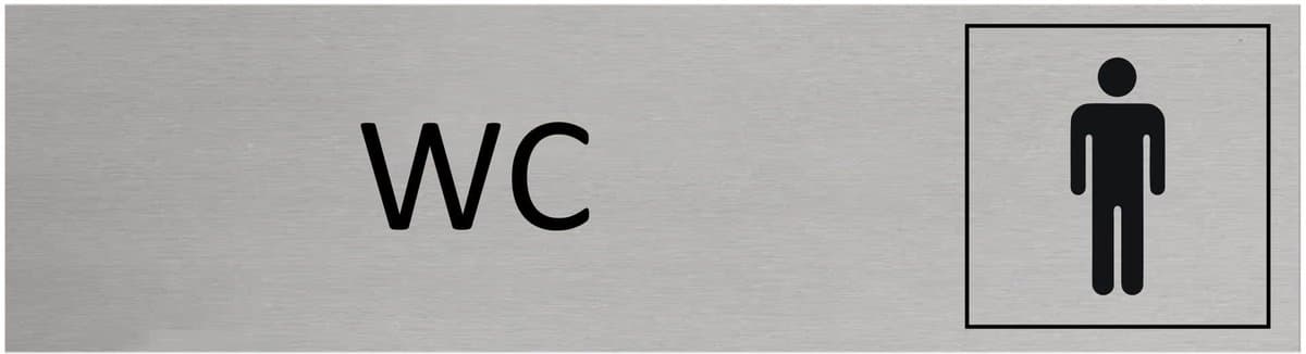 CombiCraft aluminium deurbordje WC heren - 165 x 45 mm met tape
