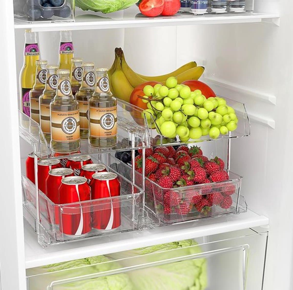 Candala Organizer voor kast, keuken, keukenkast, koelkast, onderkast, multifunctioneel, acryl, met schuiflade, keukenrek