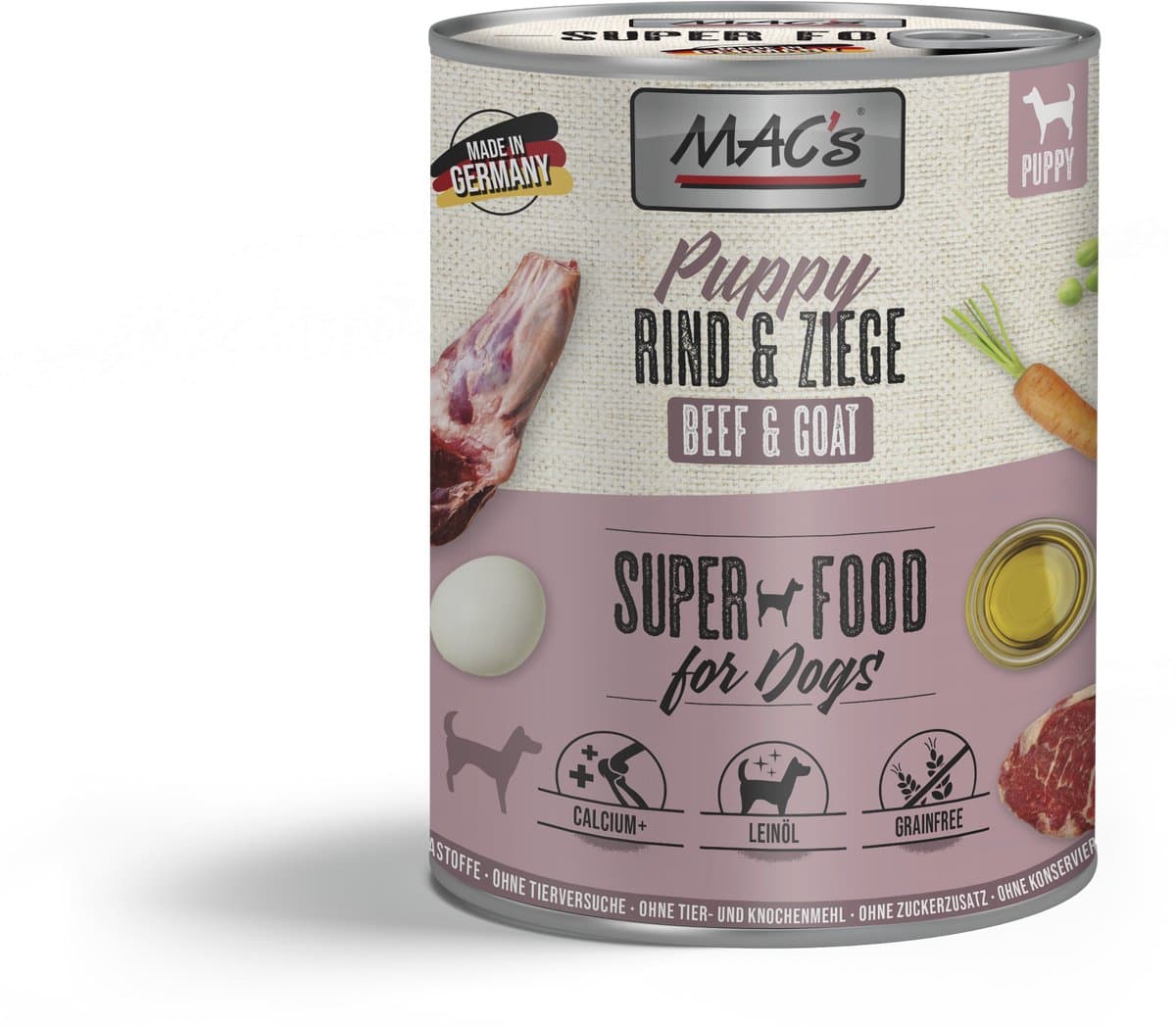 MAC's DOG - Puppy Blik 6x800g - Rund & Geit