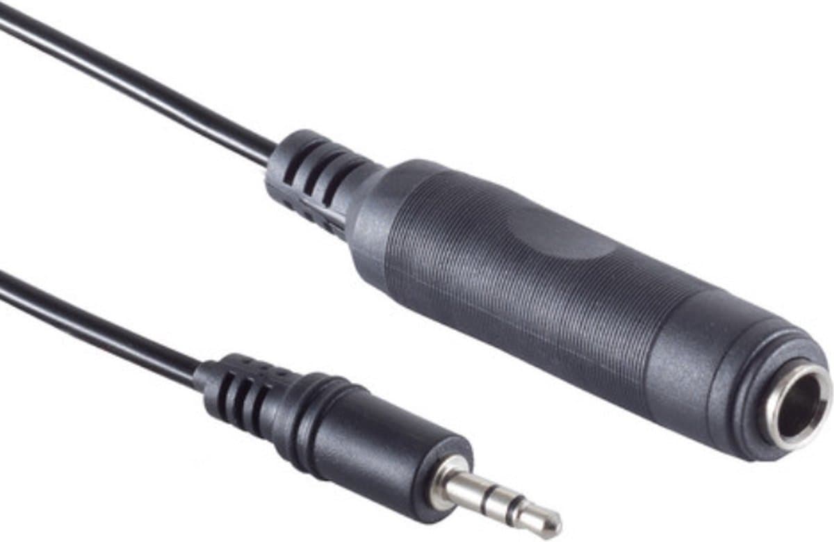 6,35mm Stereo Jack (v) - 3,5mm Stereo Jack (m) Kabel - 0,2 meter - Zwart
