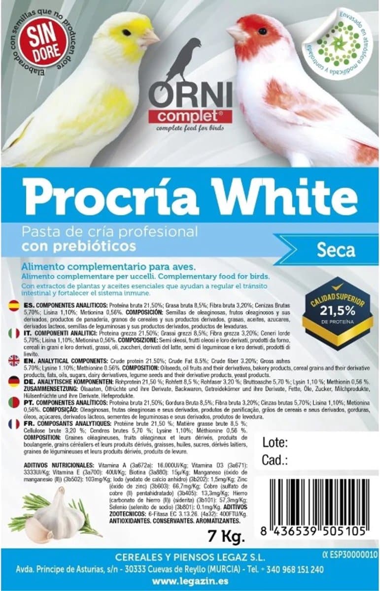 Legazin ORNI Complet Vochtig Eivoer Wit 4kg