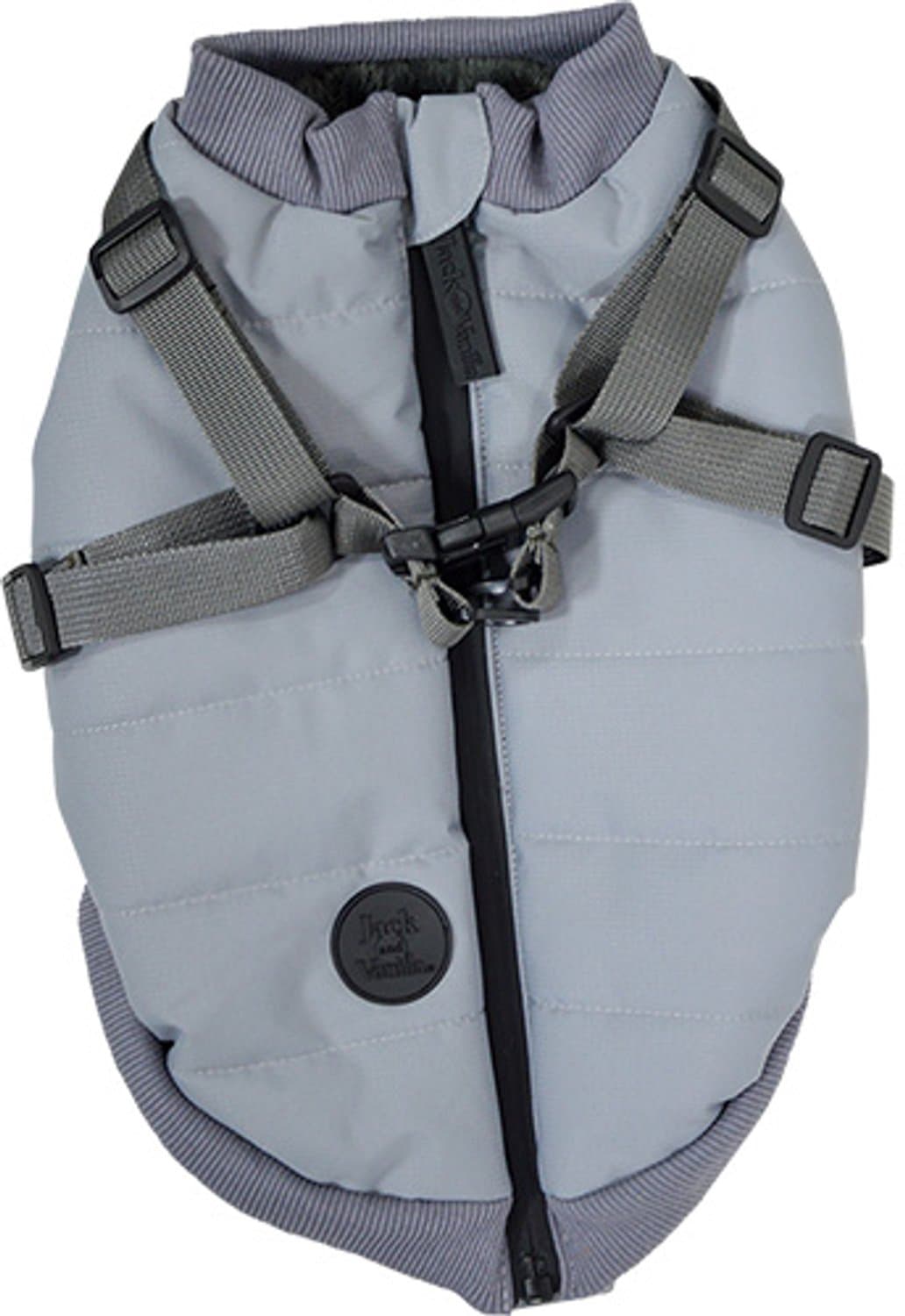 Jack and Vanilla Dogwalk - Jacket Harness London - Hondenjas met geïntegreerd harnas - Kleur: Grijs - Ruglengte: 33 cm