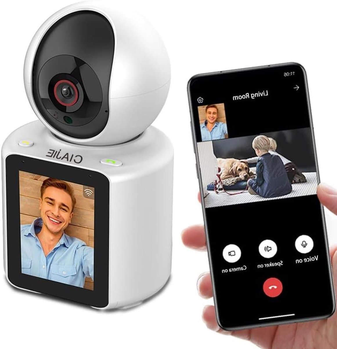 Beveiligingscamera - Wooncamera Nanny Cam - Huis Monitoren - Tweewegvideo Met Scherm - 1080p HD - Wit