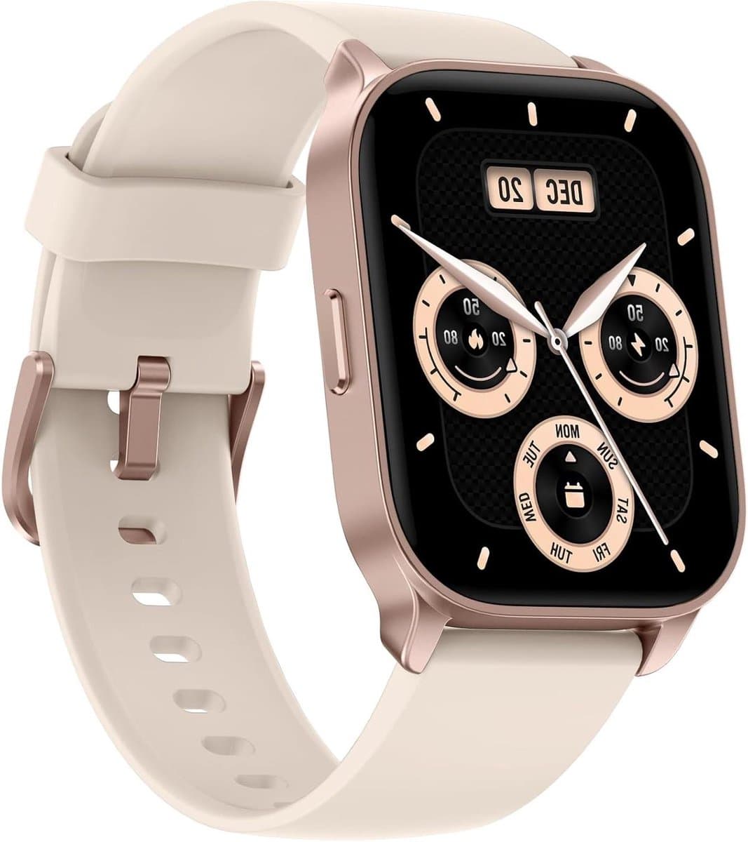 Slimme Horloge - Fitness Tracker - Gezondheid Monitoren - Bellen vanaf Pols - 2.01 Inch Scherm - Ivoor
