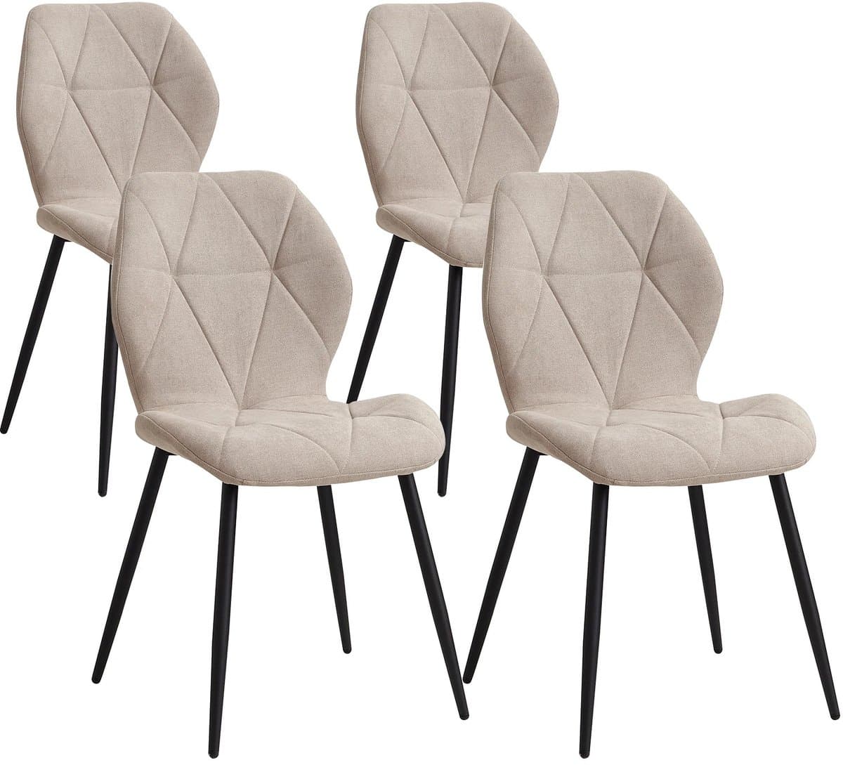 Veya Eetkamerstoelen set van 4 - Eetkamerstoelen - Eetkamerstoelen beige - Verstelbare voetjes - 48 × 42 × 86 cm - tot 120kg