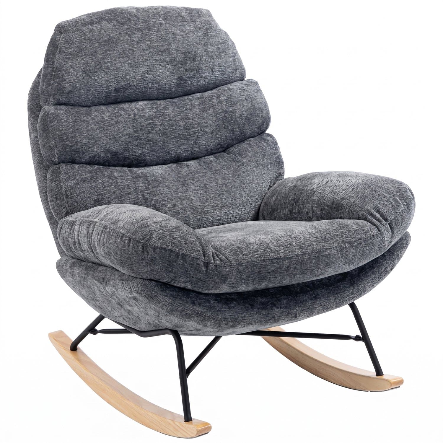 HOMCOM Rocking Chair-Polyester, Schaumstoff-80 x 103 x 91 cm-Dunkelgrau