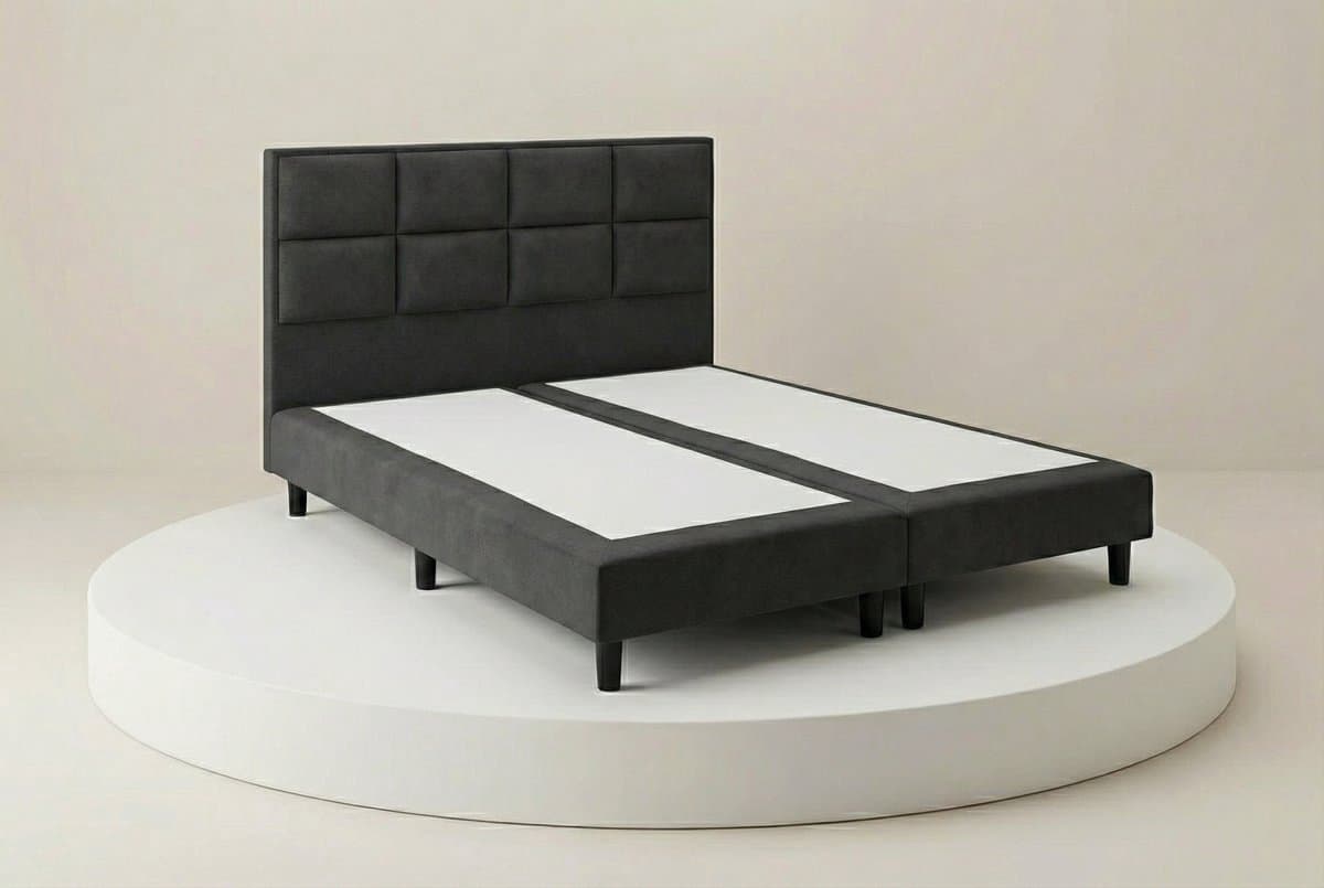 Boxspring DreamLux - 180x200 Zonder matras - Antraciet Glad - Puntrust Bedden