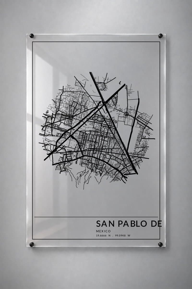Stadskaart San Pablo de las Salinas - Plexiglas 30x45 cm