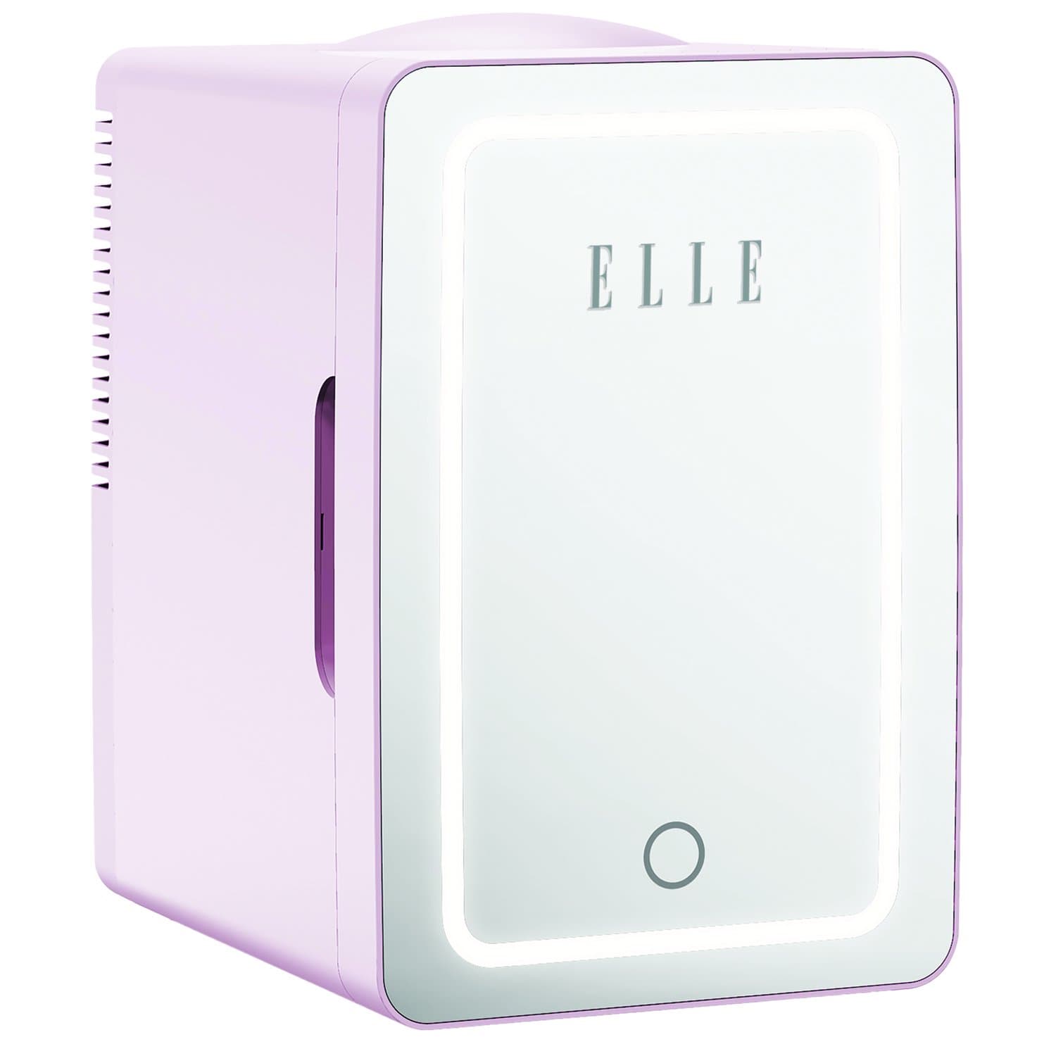 ELLE Cosmetische Mini Koelkast 8L met LED-Spiegel – Beauty Koelkast met Koel- en Warmhoudfunctie voor Skincare, Gezichtsverzorging, Cosmetica, Serums, Maskers en Dranken, Geïntegreerde LED-Verlichting - Paars