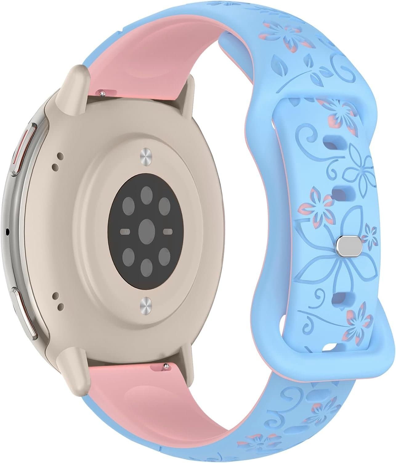 Sportarmband 20 mm - zachte siliconen - lichtblauw + roze - geschikt voor Garmin - ShopVlot