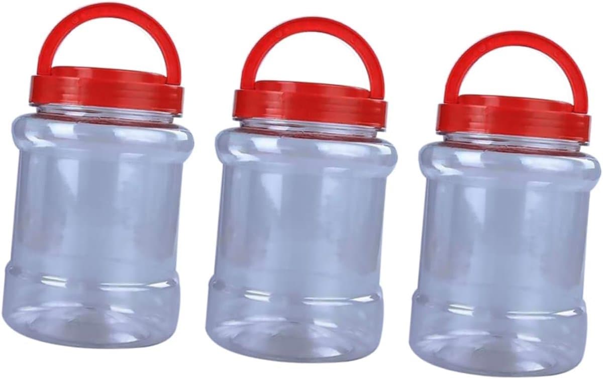 3stuks Transparante Voedselveilige Opslagflessen Gesealde Pot Airtight Voedselopslagcontainer Met Deksel Voor Koelkast Keuken