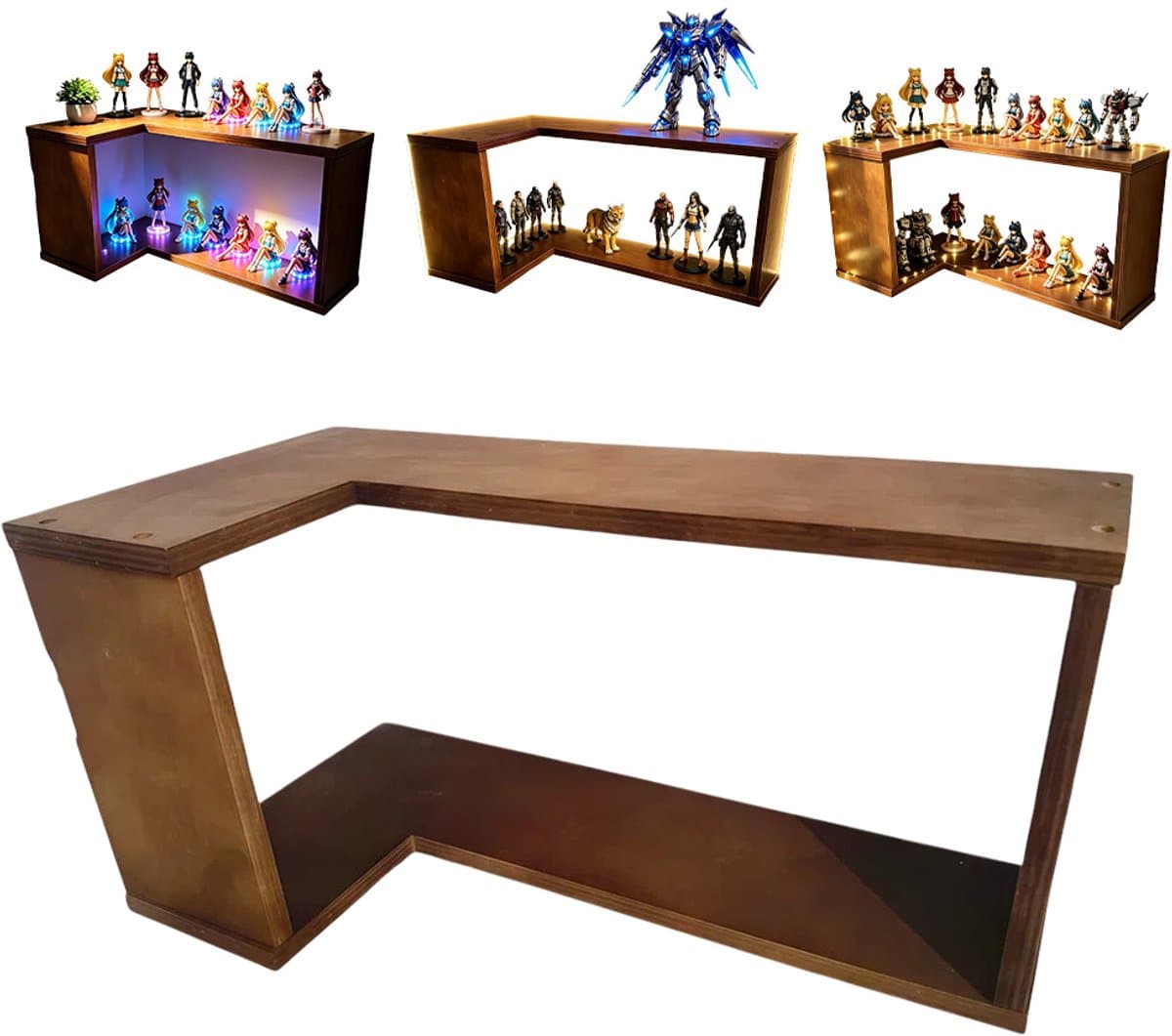 Hoekplanken - Wandrek - Display Rek - Zwevend - Hout - L-vormig - 1 Stuk - voor Slaapkamer, Badkamer, Keuken