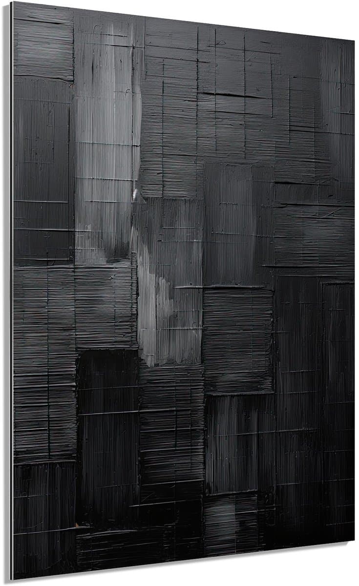 Zwart grijze textuur vlakken - Schilderij 40x60 cm - Wanddecoratie op Aluminium Dibond - Aluminium Wandpaneel