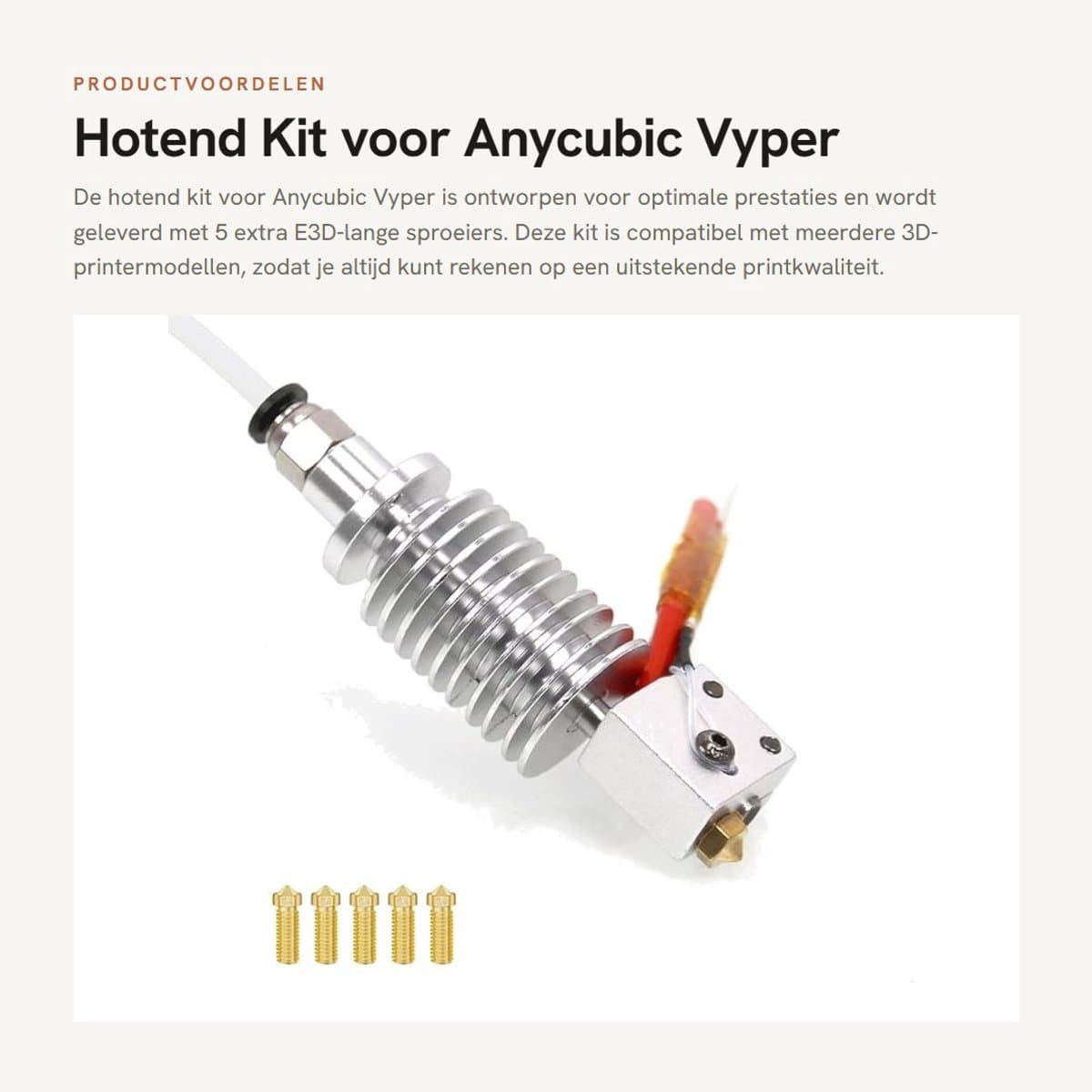 Dailygoods- Hotend Kit met 5 E3D-sproeiers - Compatibel met Anycubic Vyper/Kobra Max/Kobra Plus - 3D-printer - Hotend - 24V 40W - Extruder