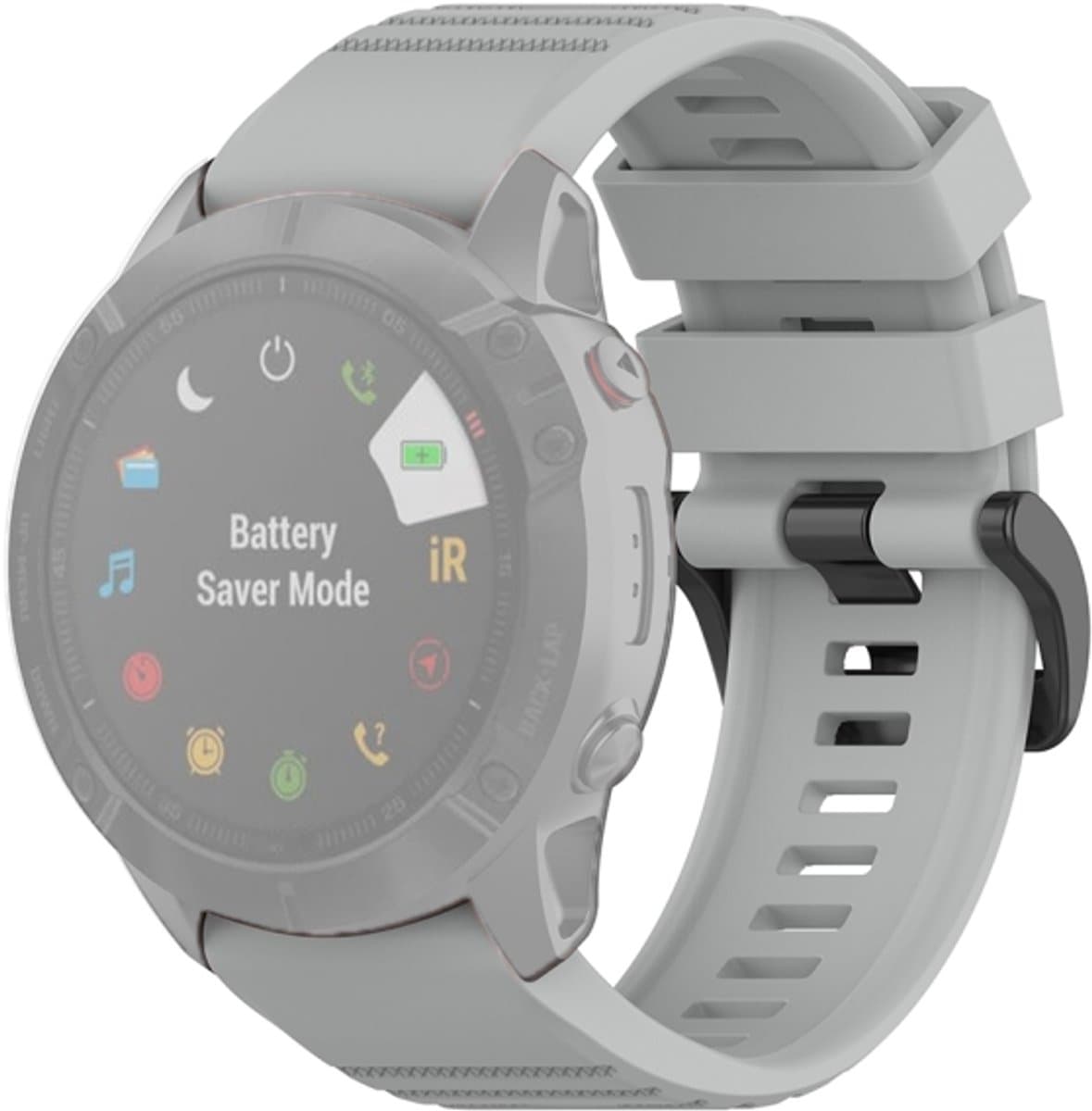 Voor Garmin Fenix 6X 26 mm Quick Release officiële textuur polsband horlogeband met plastic knop (grijs)