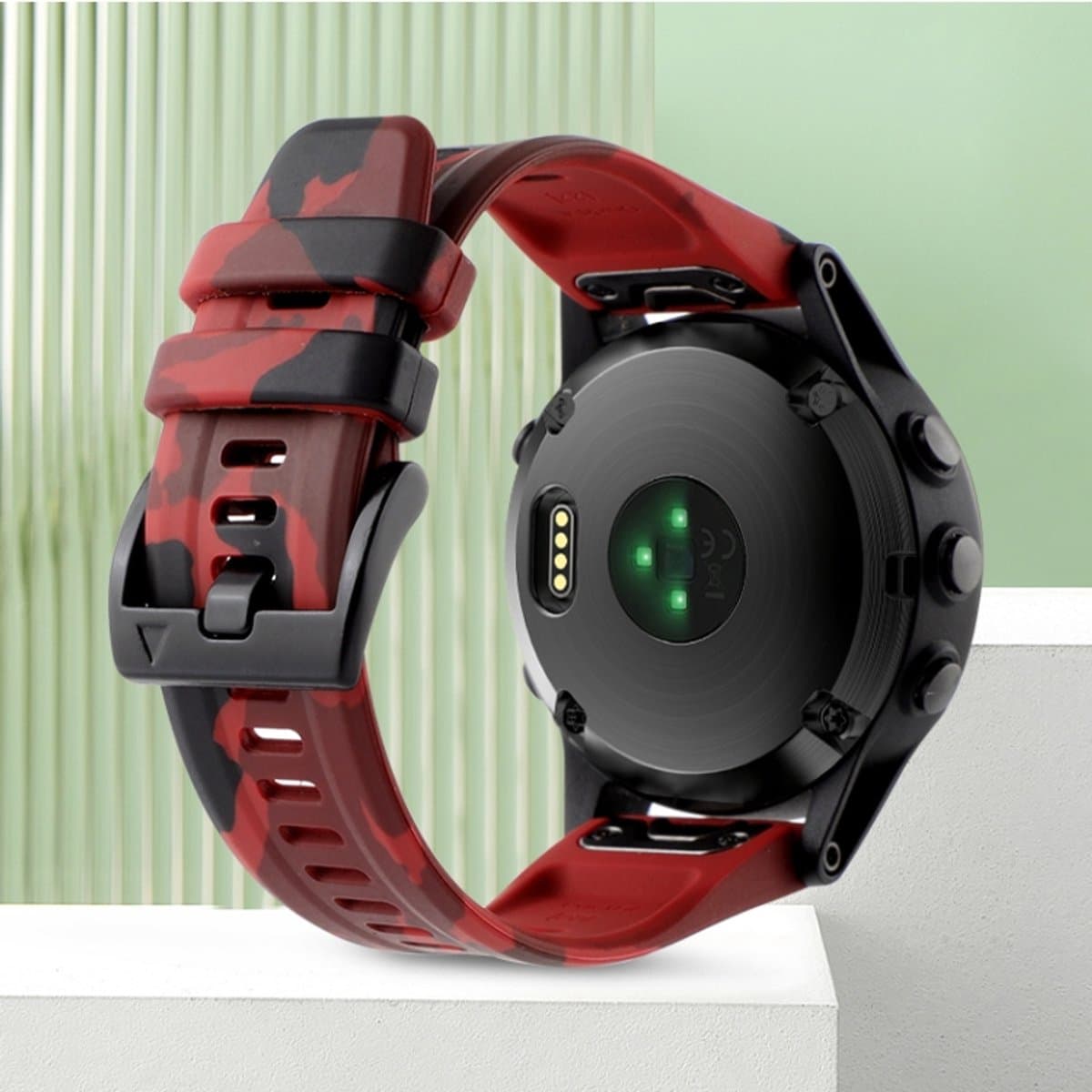 Voor Garmin Forerunner 945 22 mm camouflage siliconen horlogeband (camouflage rood)