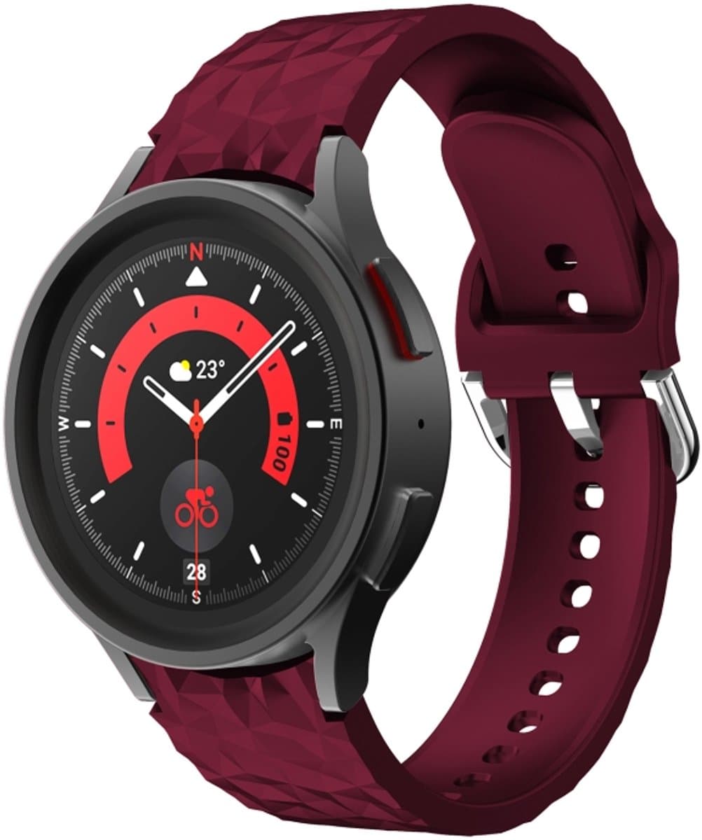 Voor Samsung Galaxy Watch 5 / Watch 5 Pro Rhombus Texture siliconen horlogeband (wijnrood)