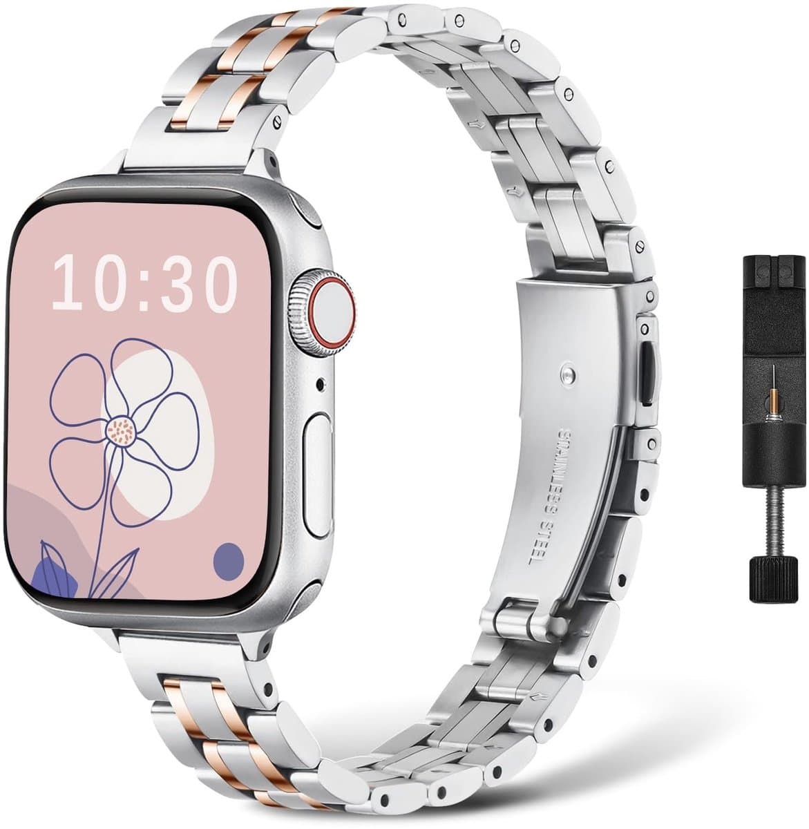 SolidKeus - Dames Slanke RVS Armband voor Apple Watch