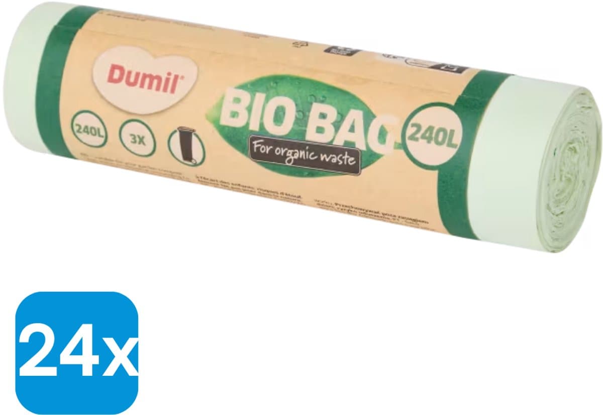 Biozakken 240 liter - Biologisch afbreekbaar - Voor kliko - Doos 24 rol x 3 zakken
