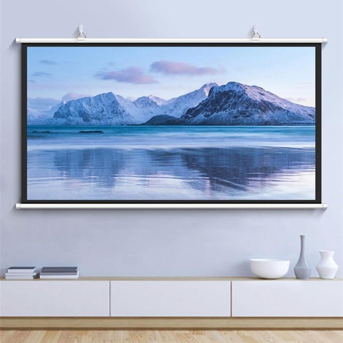 Projectiescherm - Beeldscherm Rolbaar - Films Presentaties - Handmatig Uittrekbaar - 72 Inch - Wit
