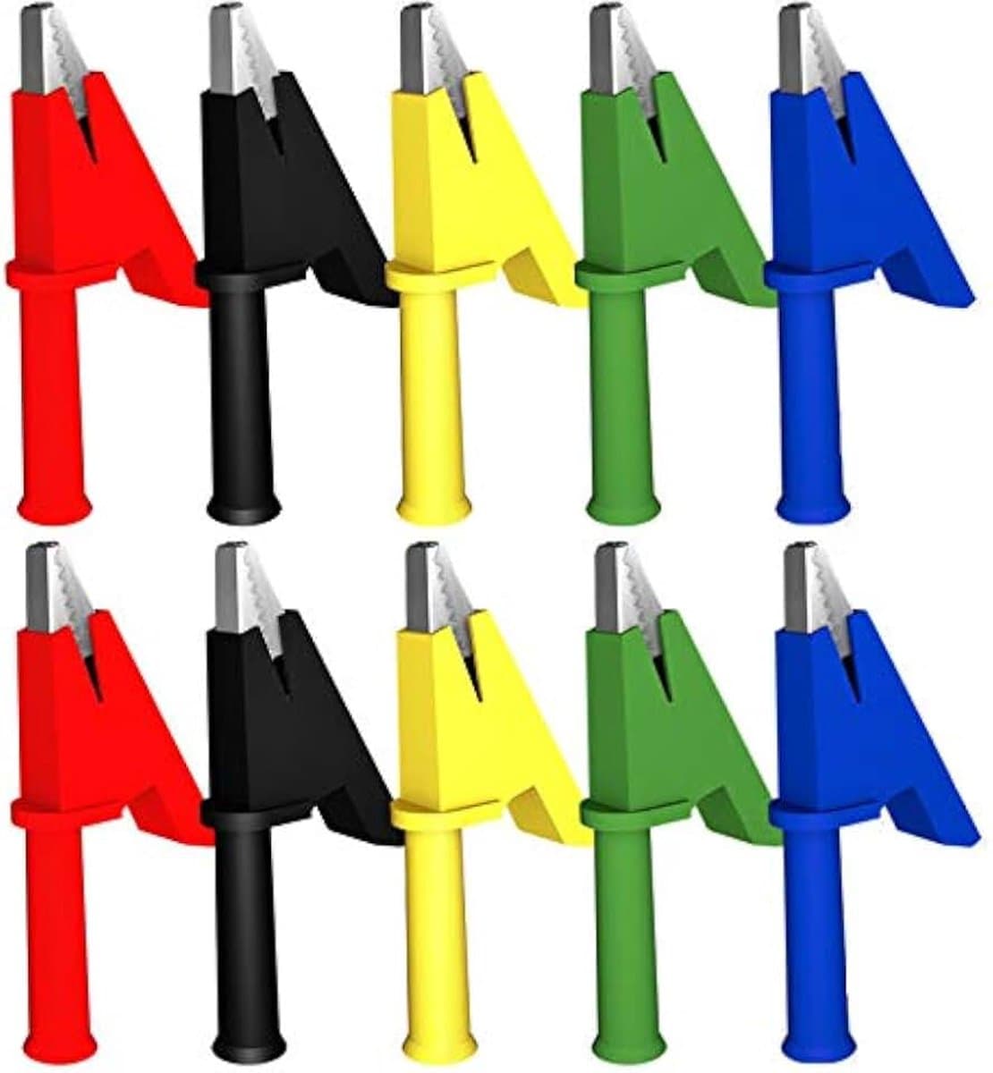 Krokodil Clips Geïsoleerde 380 V 20A 4 MM Banaan Plug Test Lead Alligator Clip voor Multimeter En Klem Meters Test (5 kleuren) 10 Stks