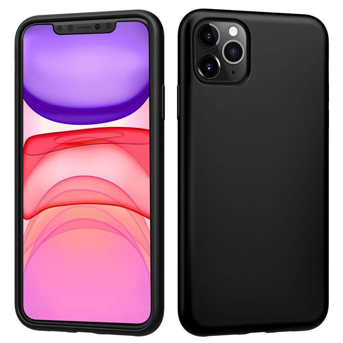 Hoesje geschikt voor iPhone 11 Pro Max Zwarte silicone hoesje – matte coating - Soft TPU silicone - zwart - EPICMOBILE