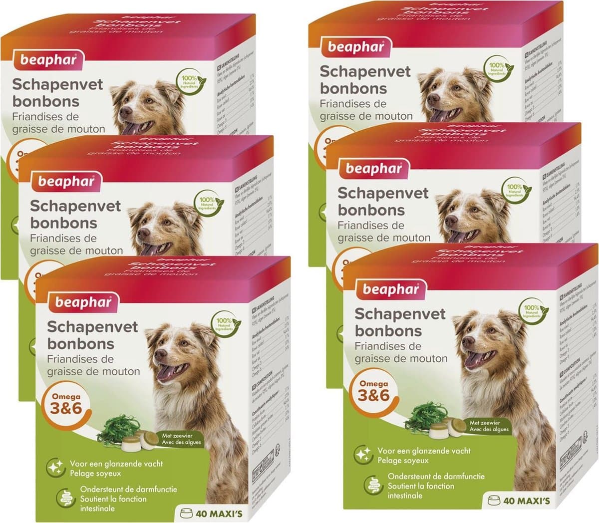 Beaphar Schapenvetbonbons Zeewier - Hondensnacks - 6 x Medium