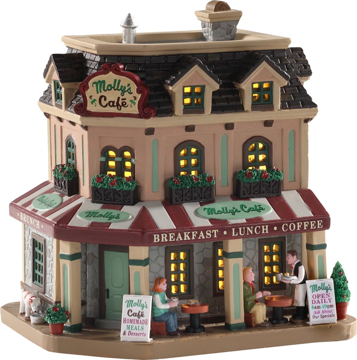 Lemax - 'Molly's Corner Café' - Verlicht gebouw - Exclusief adapter (werkt ook op batterijen)