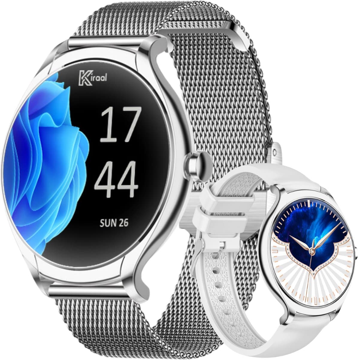 Kiraal Graceful - Smartwatch Dames - Stappenteller - Full Screen - Fitness Tracker - Activity Tracker - Smartwatch Android & IOS - Zilver