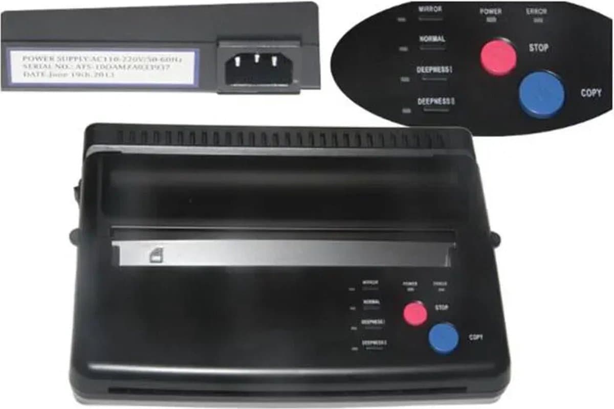 Thermische Printer - Stencil Printer - Tattoo Printer - Overdrachts Machine - Transfer Printing - Incl. Transferpapier Geschikt Voor A4 - A5 - Zwart