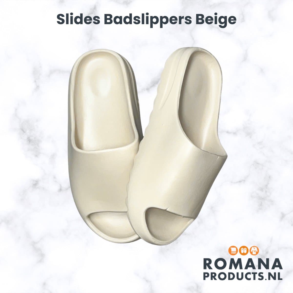 Romana Products Unisex Badslippers - Slides - Ideaal voor Hotel en Sauna - Beige - Maat 42/43