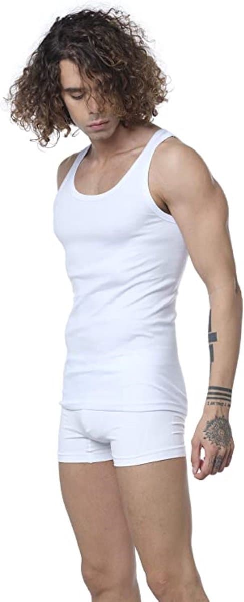 Heren Tank Top 2-pack - Heren Onderhemd - 100% Premium gekamd katoen - Wit - 2XL