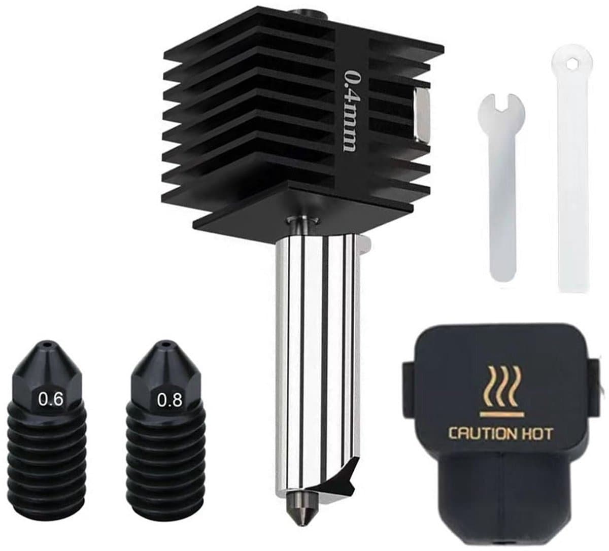 Hotend Upgrade Set voor 3D-printer A1 Mini/A1 - Inclusief Gehard Stalen Nozzles (0.4, 0.6, 0.8mm) en Siliconen Sok