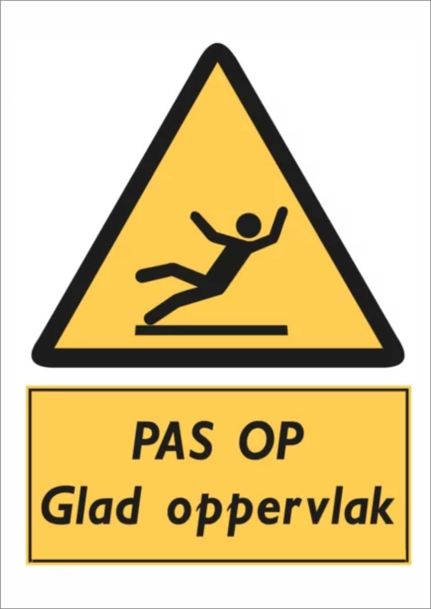 Pas op glad oppervlak - sticker - A3