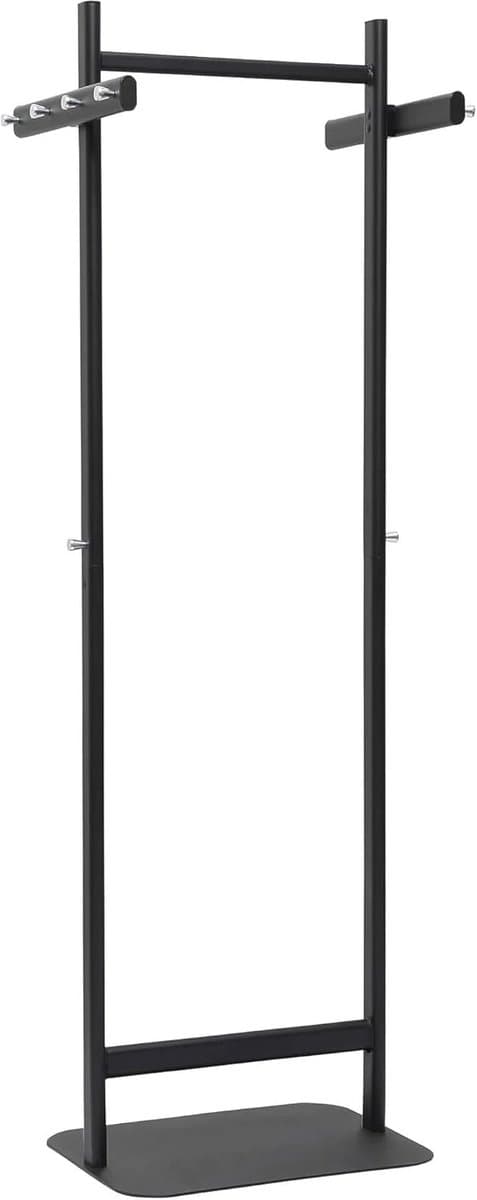 Kapstok met 8 haakjes en kledingstang - Hoogte 172 cm - Zwart RAL 9004