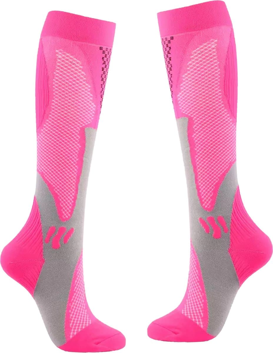 MyStand Compressie Sokken Voor Hardlopen - Steunkousen Vliegtuig - Maat L/XL - Roze