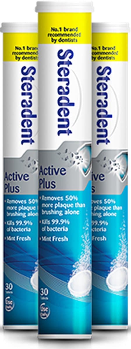 Steradent Reinigingstabletten - Active Plus 3 x 30 Stuks - Voordeelverpakking