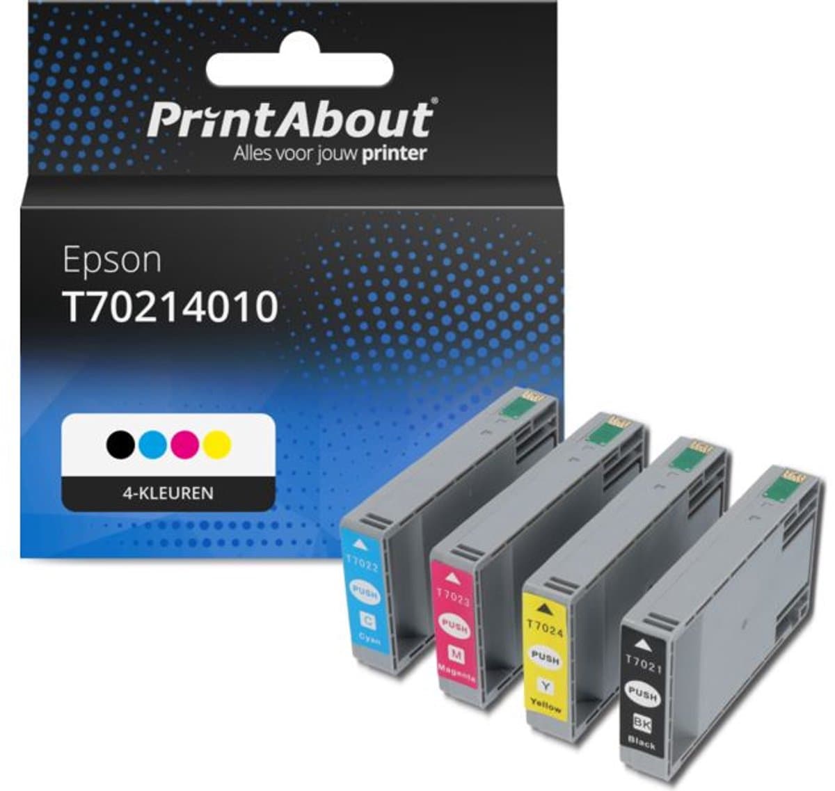 PrintAbout huismerk Inktcartridge T70214010 4-kleuren Multipack geschikt voor Epson