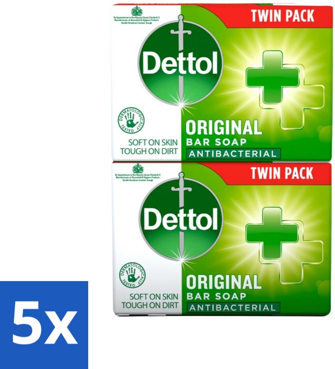 Dettol - Zeeptablet - Origineel - Antibacterieel - 2x 100g Zeeptabletten - Bulkverpakking - 5 stuks