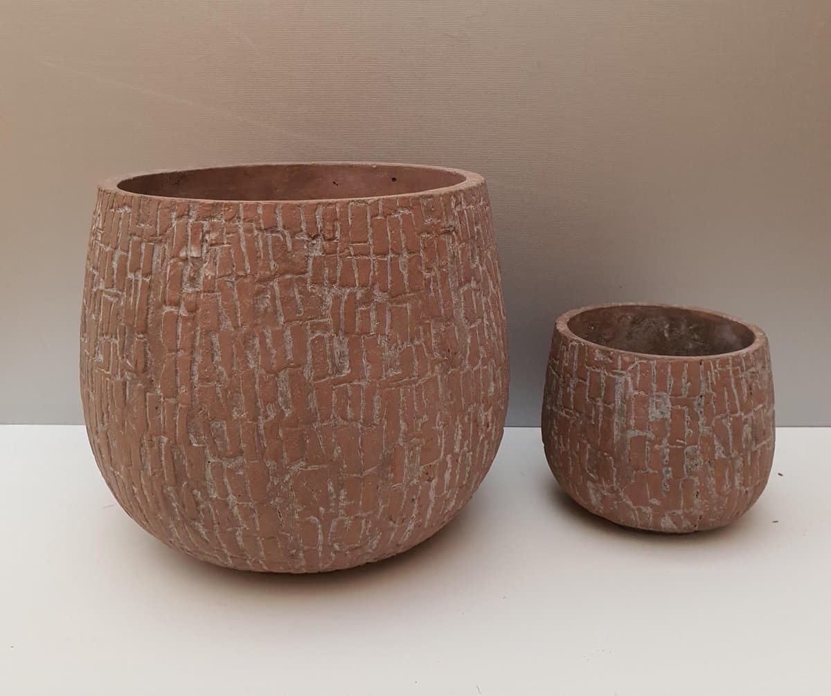 Casa Vivante Bart ronde pot Terra , Set van2 , H21 x D24cm