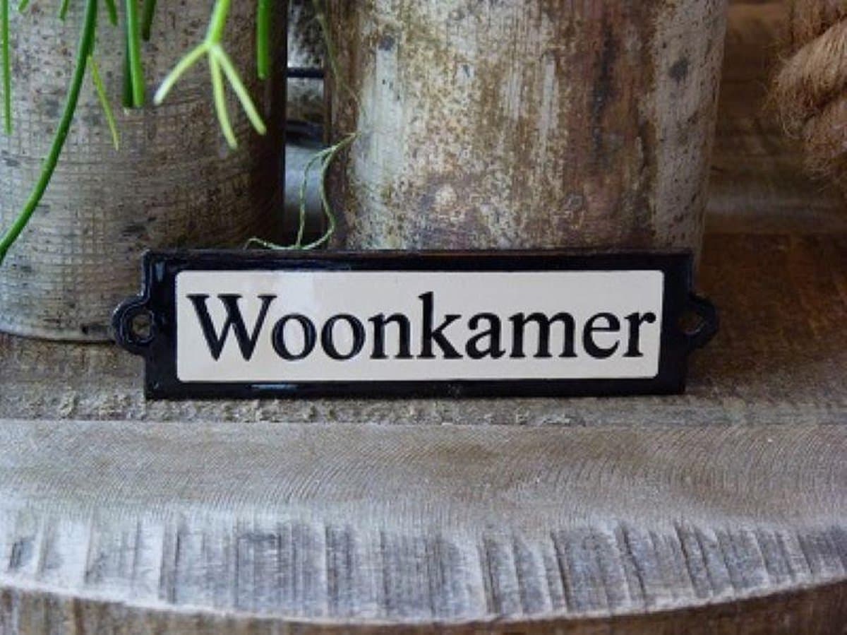 Emaille deurbordje recht 'Woonkamer'