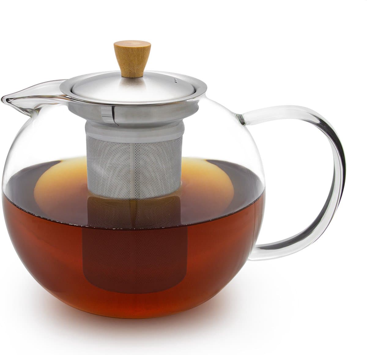 Sencha theepot 1,3 l rvs zeefinzet borosilicaatglas deksel