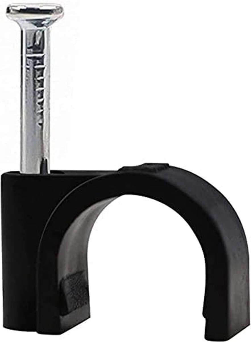 Tack Spijkerclips 10mm - Rond - Zwart - 100st per doosje