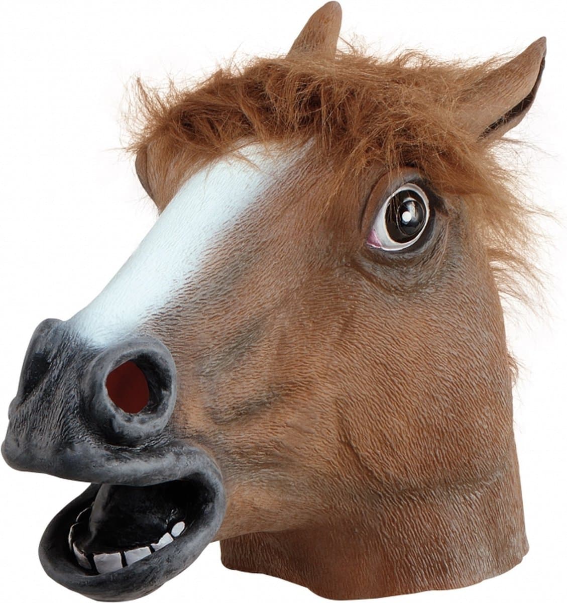 Carnaval verkleed paarden masker - bruin - rubber - voor volwassenen