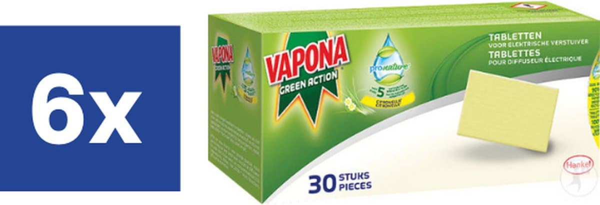Vapona Green Action Anti-mug Navulling Tabletten - 6 x 30 stuks