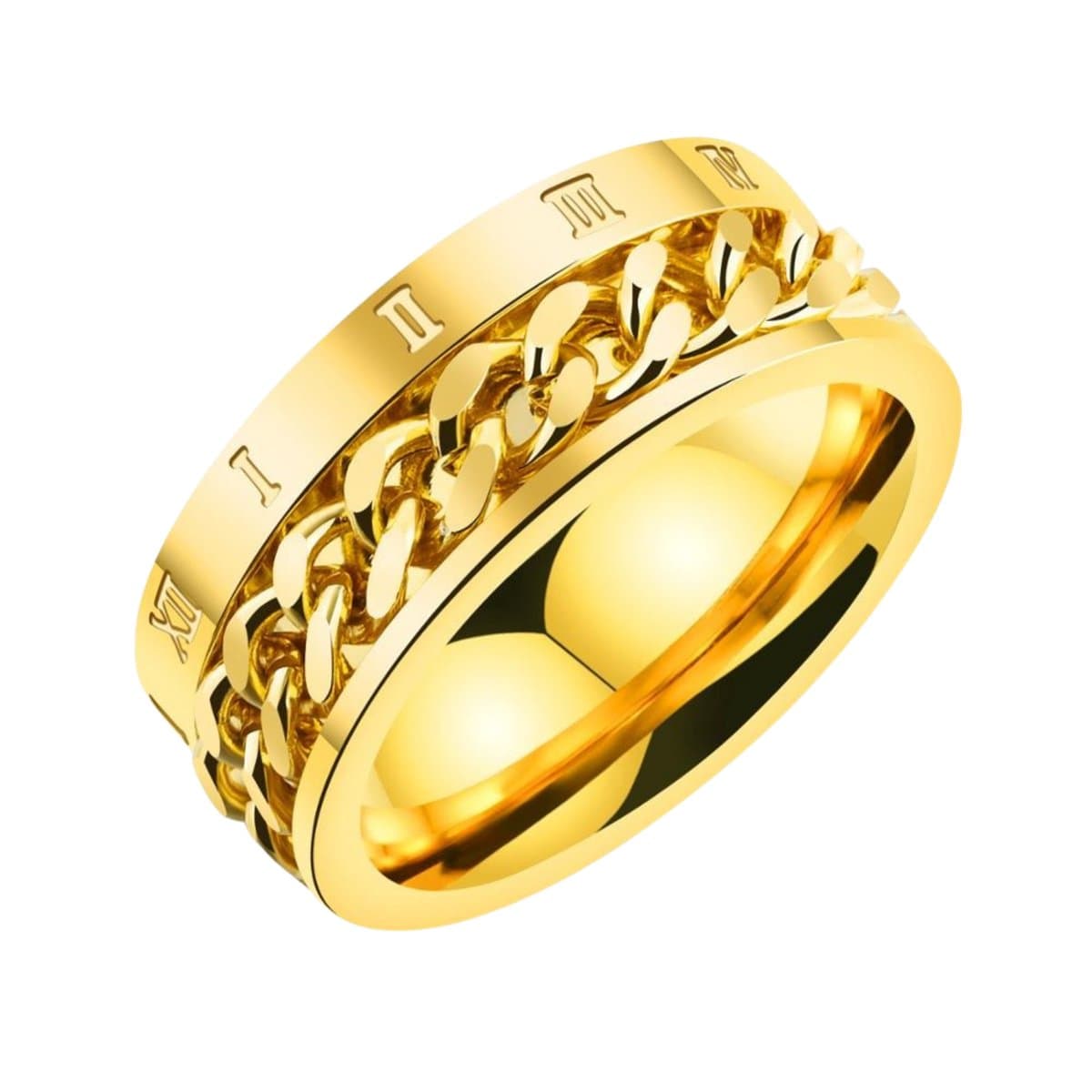 Anxiety Ring - (Rome) - Stress Ring - Fidget Ring - Anxiety Ring For Finger - Draaibare Ring - Spinning Ring - Goudkleurig RVS - (18.75 mm / maat 59)